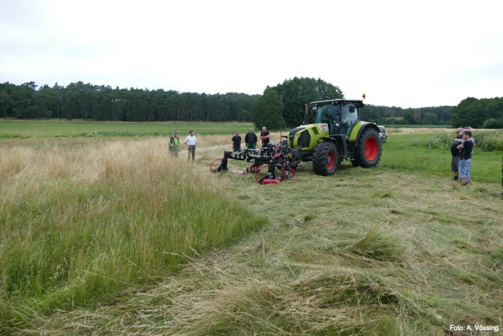 Double knife bar mower in action in the Lower Oder Valley National Park