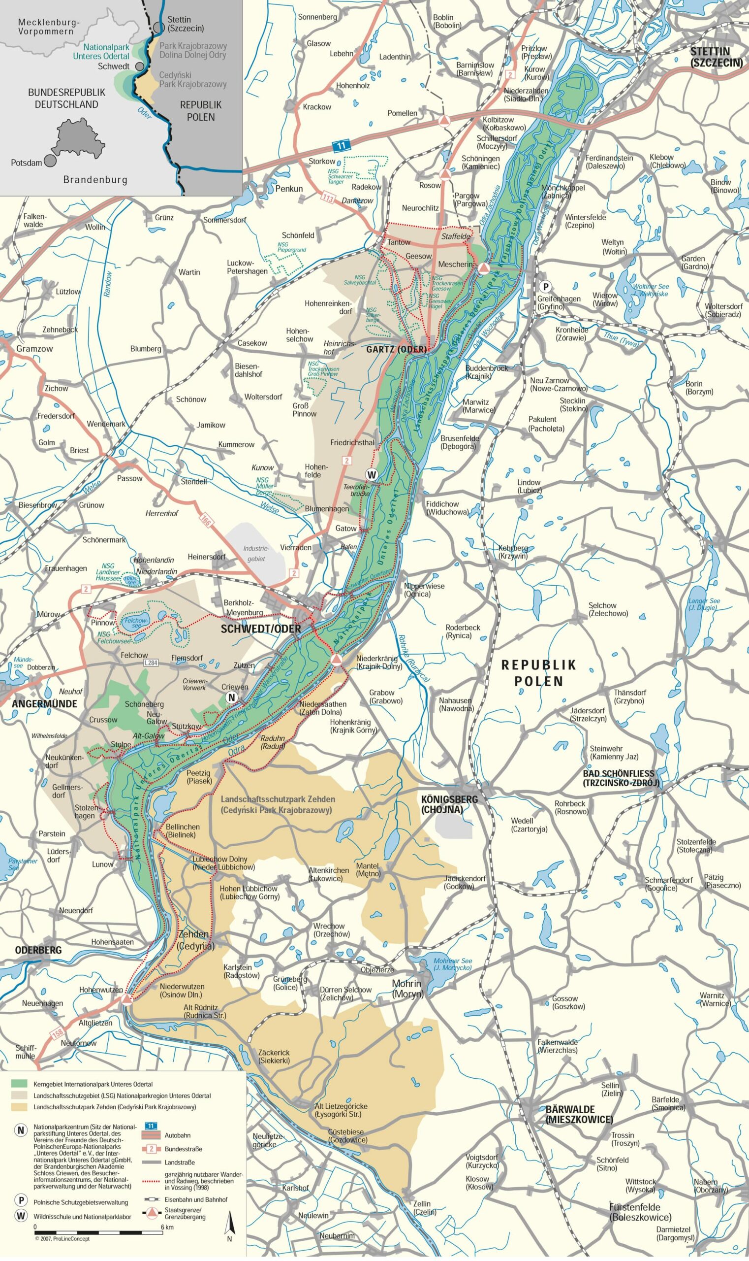 Map of the International Park Lower Oder Valley